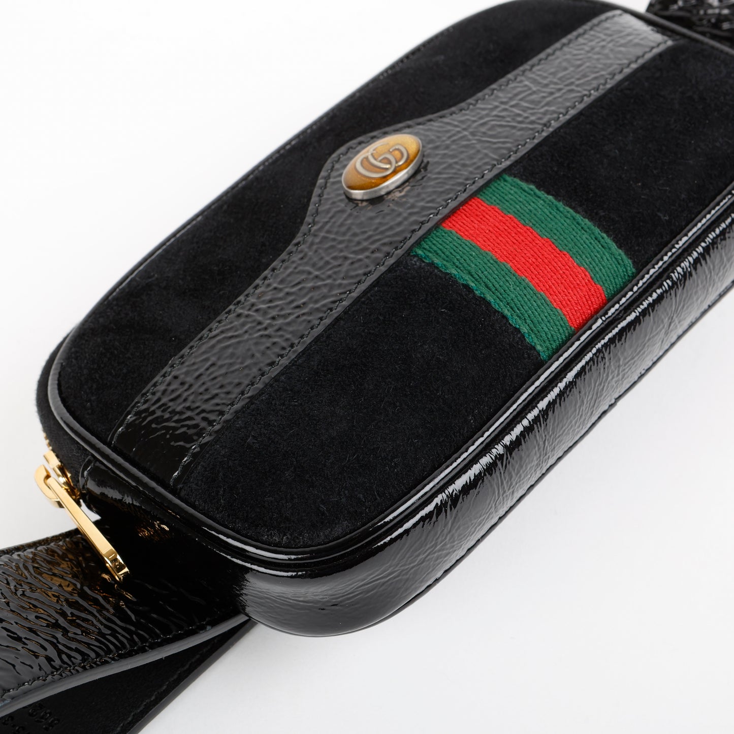 Mini Ophidia Belt Bag, Black Suede 11528