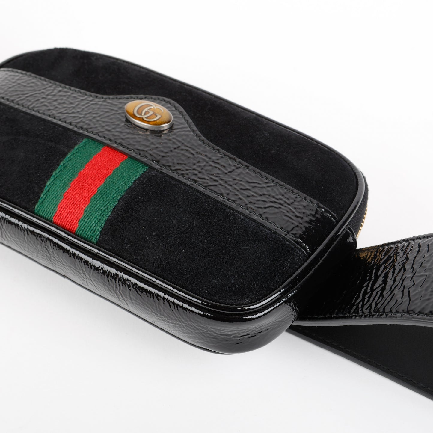 Mini Ophidia Belt Bag, Black Suede 11528