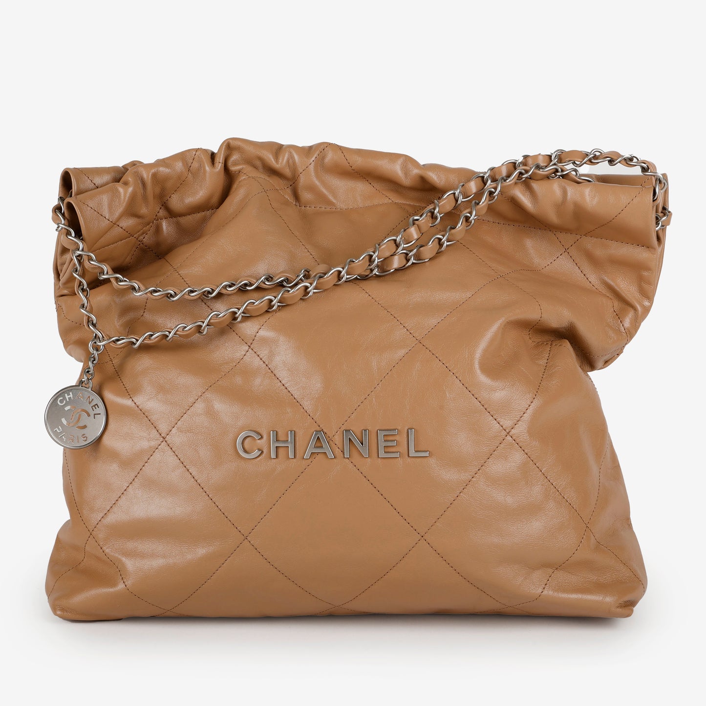 Medium 22, Dark Beige Silver Hardware 11564