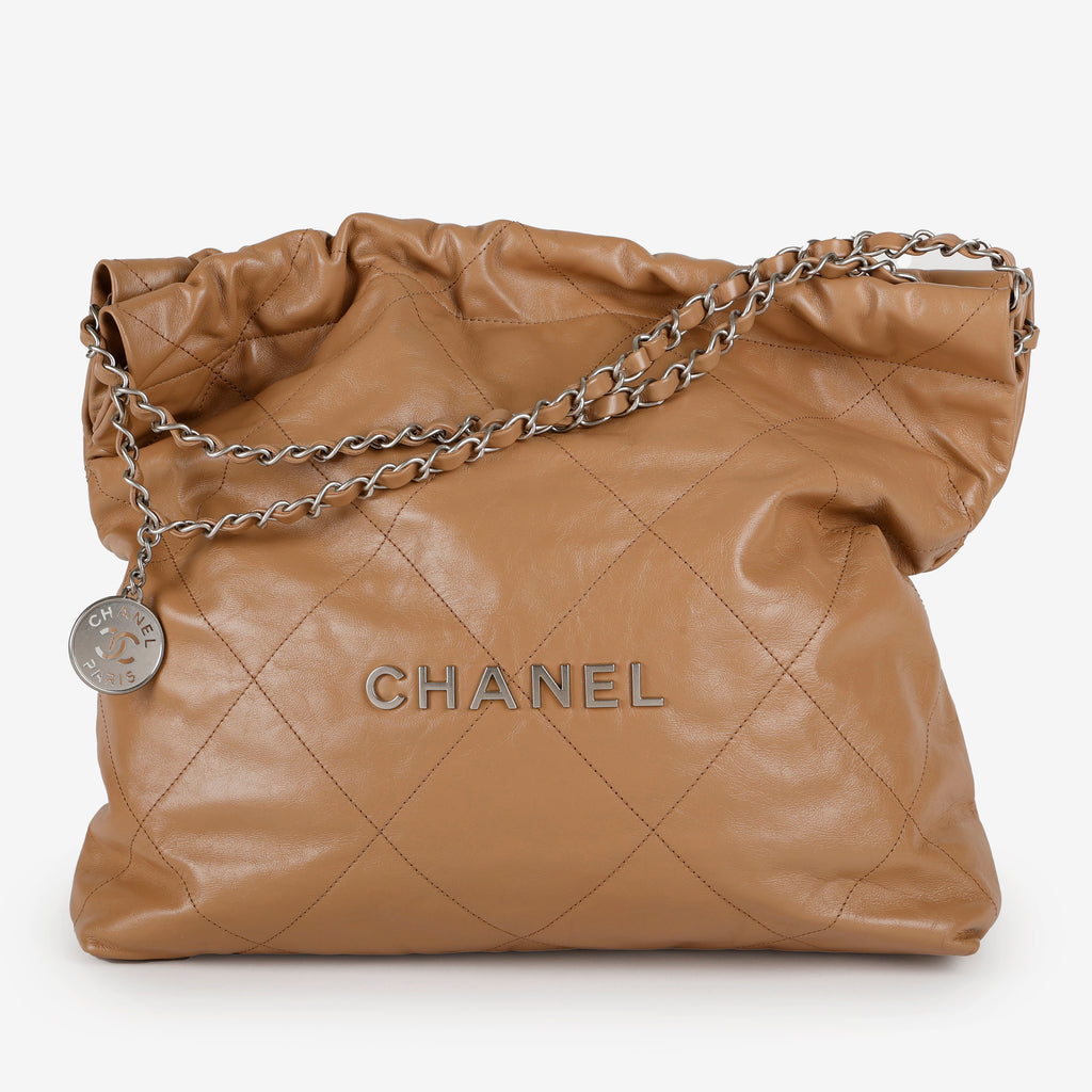 Medium 22, Dark Beige Silver Hardware 11564