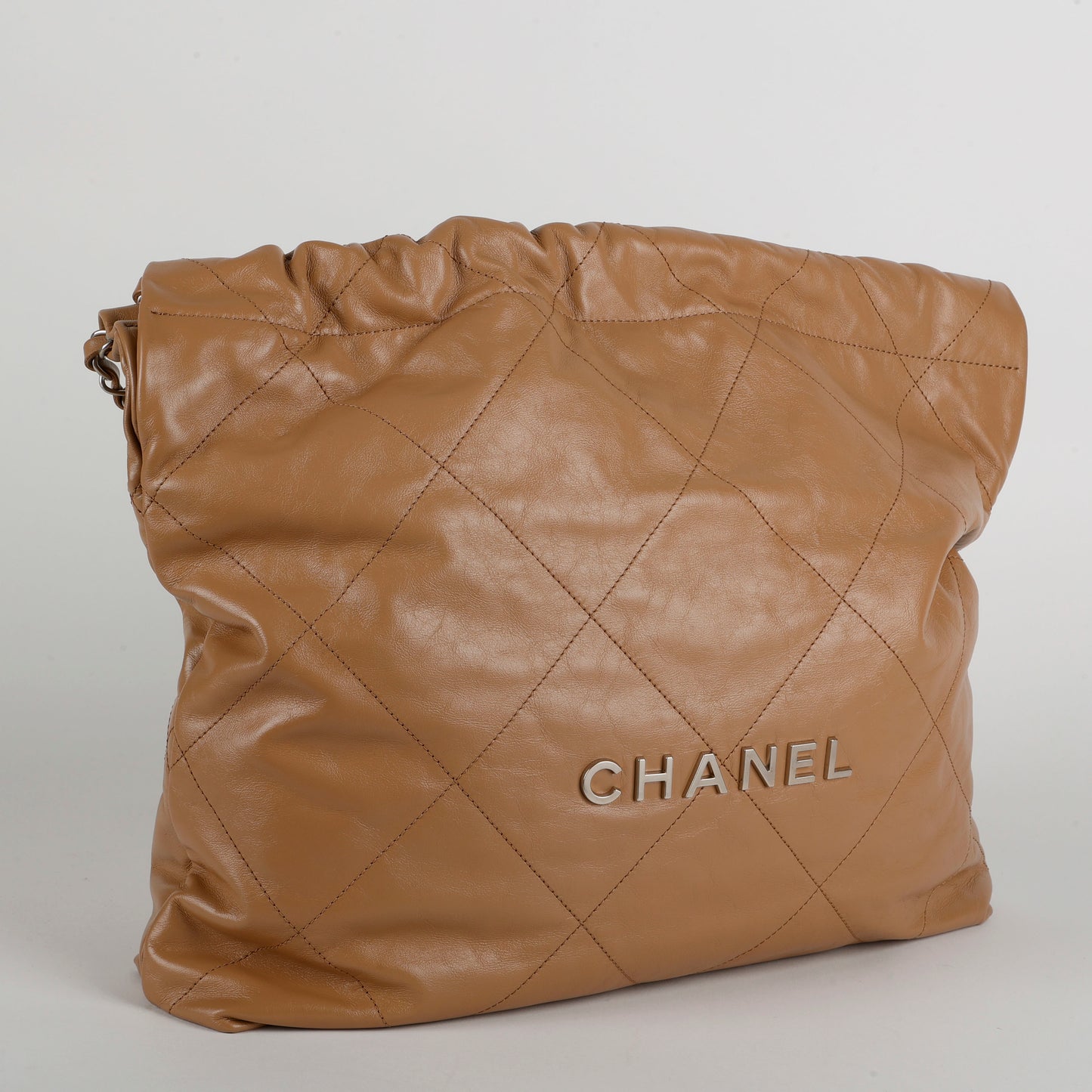 Medium 22, Dark Beige Silver Hardware 11564