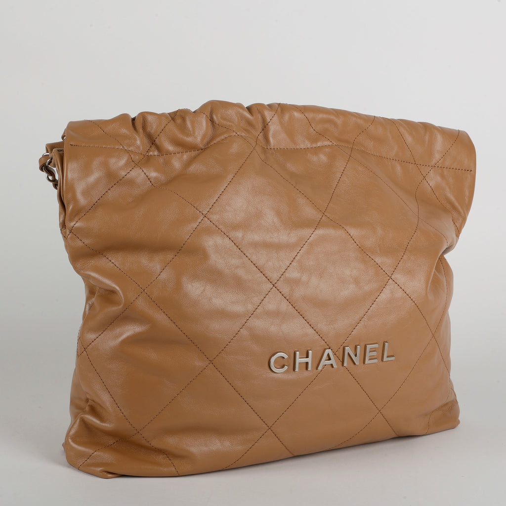 Medium 22, Dark Beige Silver Hardware 11564