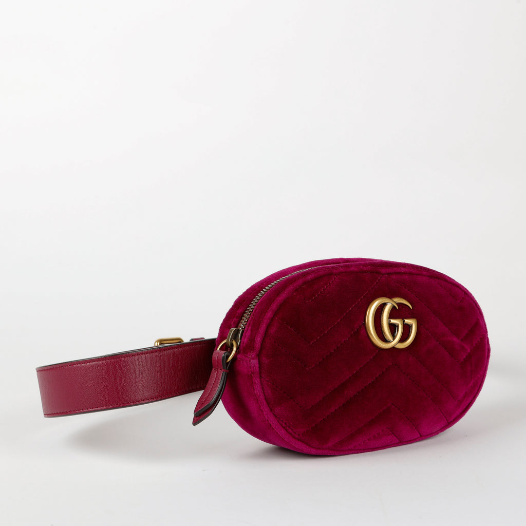 GG Marmont Belt Bag, Fuchsia Velvet 11568