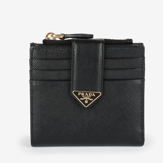 Small Triangle Compact Wallet, Black