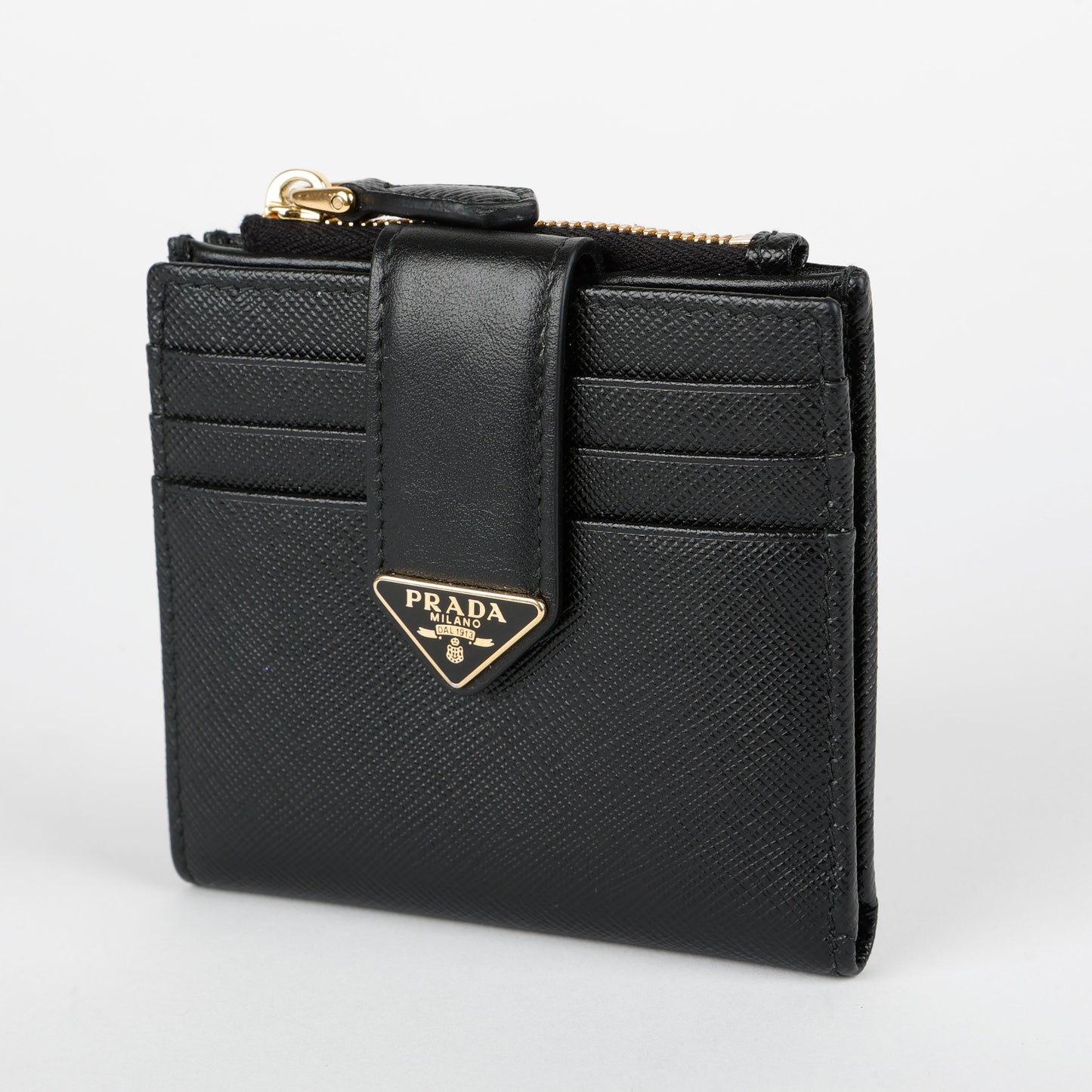 Small Triangle Compact Wallet, Black