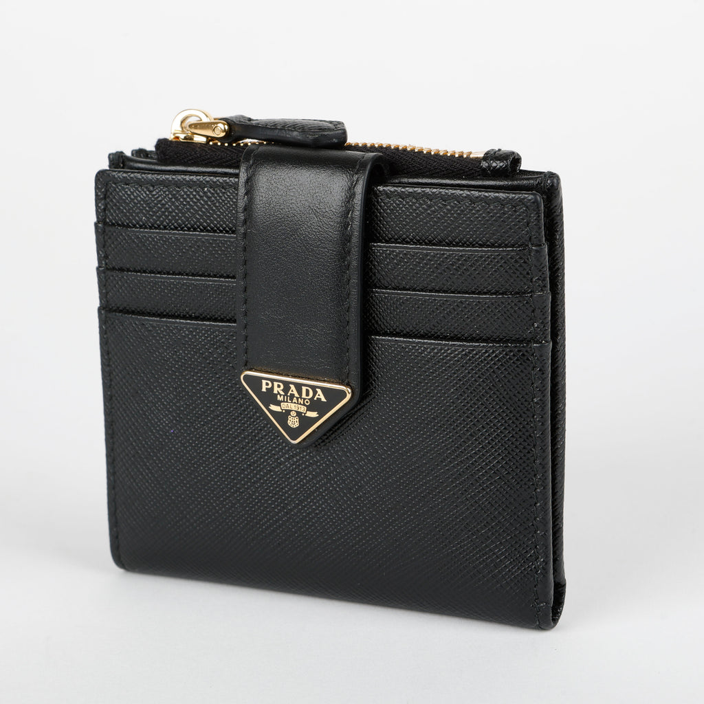 Small Triangle Compact Wallet, Black