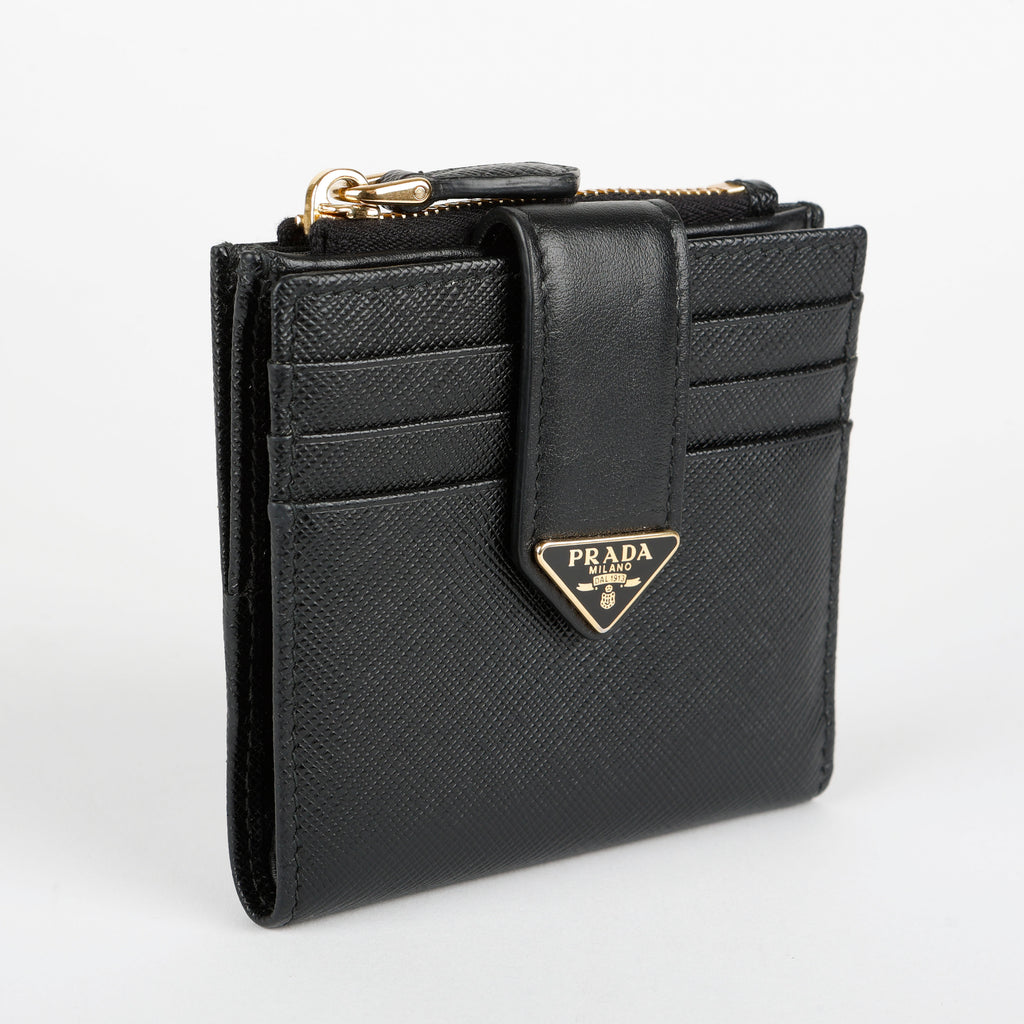 Small Triangle Compact Wallet, Black