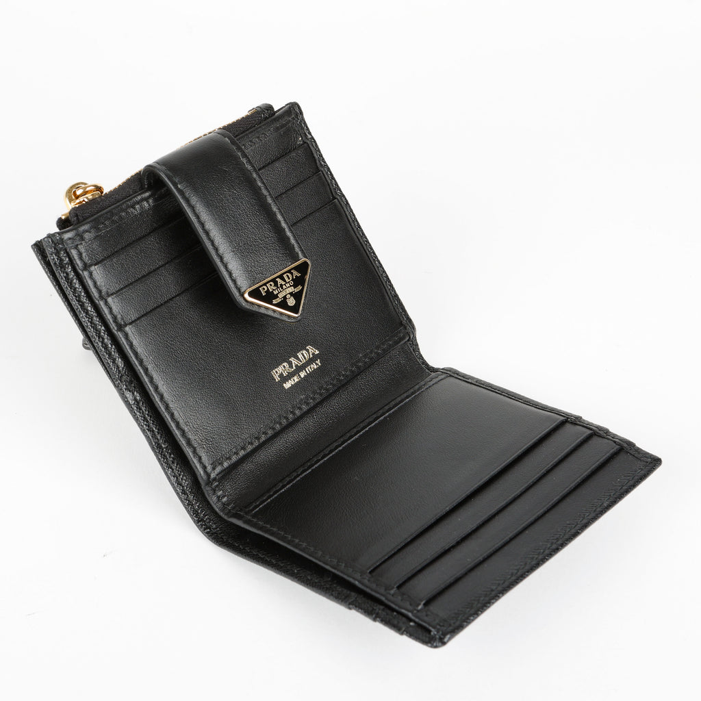Small Triangle Compact Wallet, Black