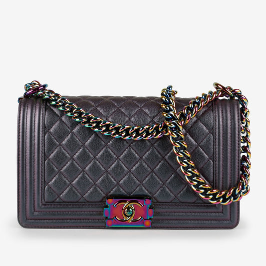 Old Medium Boy Bag, Iridescent Purple Lambskin