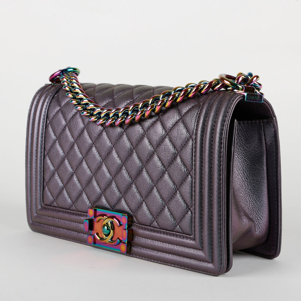 Old Medium Boy Bag, Iridescent Purple Lambskin