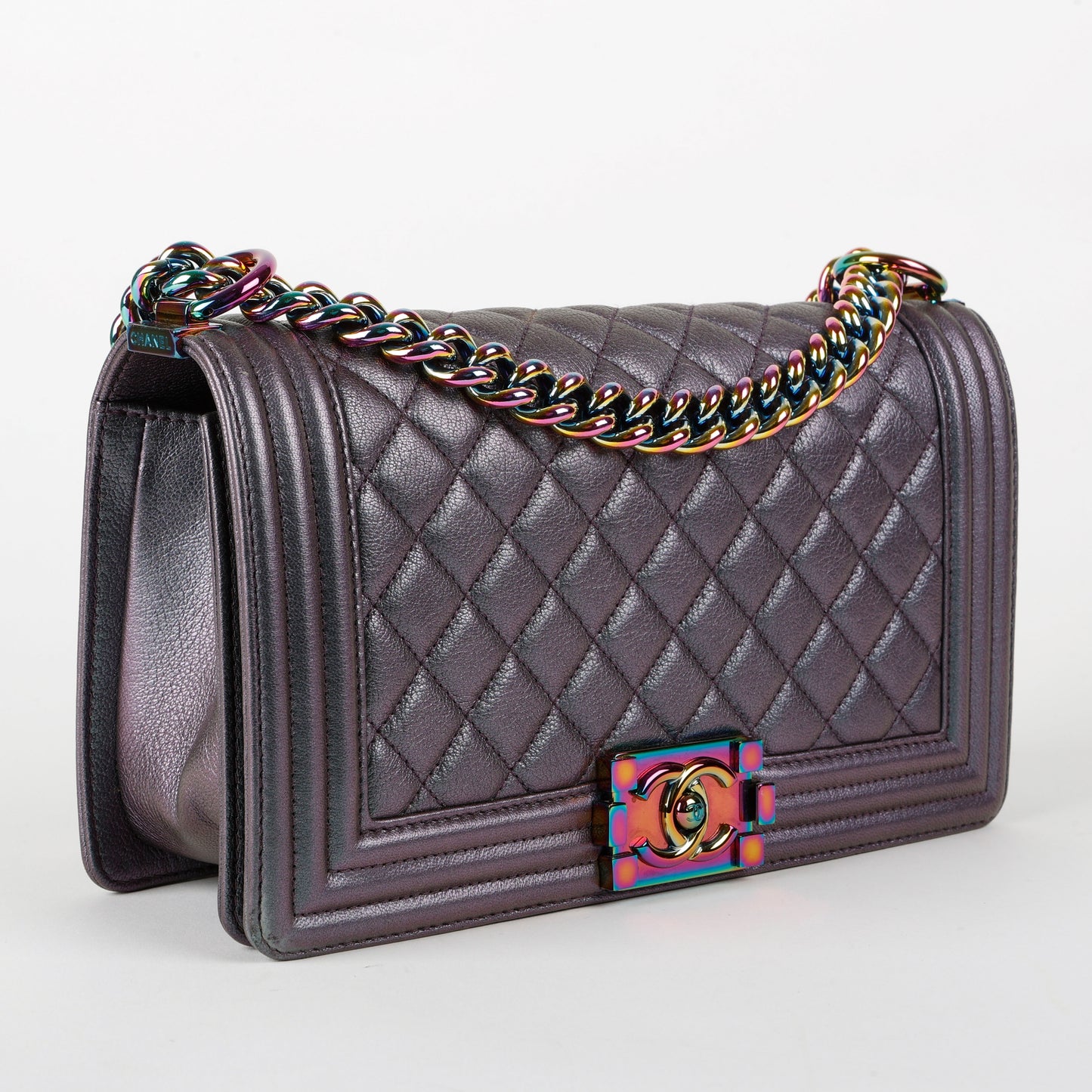 Old Medium Boy Bag, Iridescent Purple Lambskin