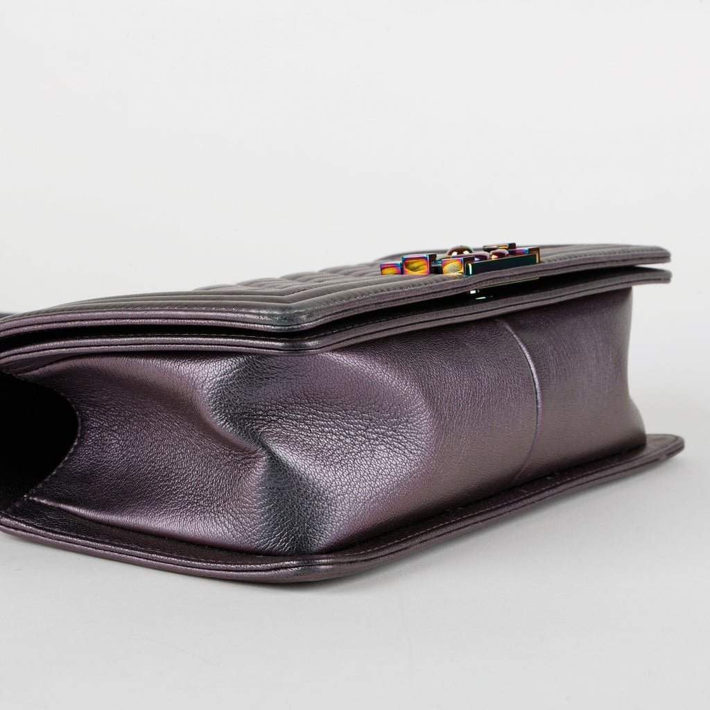 Old Medium Boy Bag, Iridescent Purple Lambskin