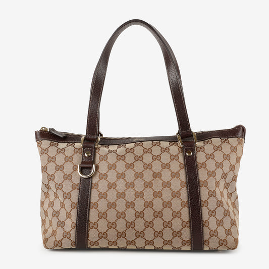 Medium Abbey Tote, Canvas/Brown