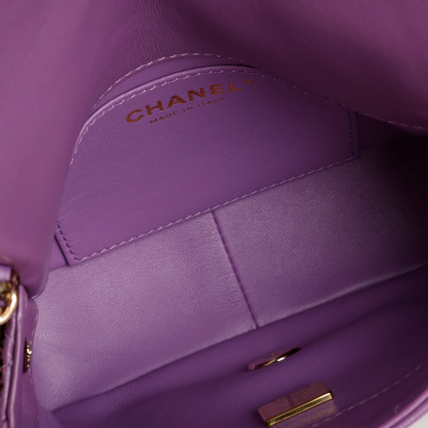 Mini Triple Chain Flap Bag, Purple Lambskin