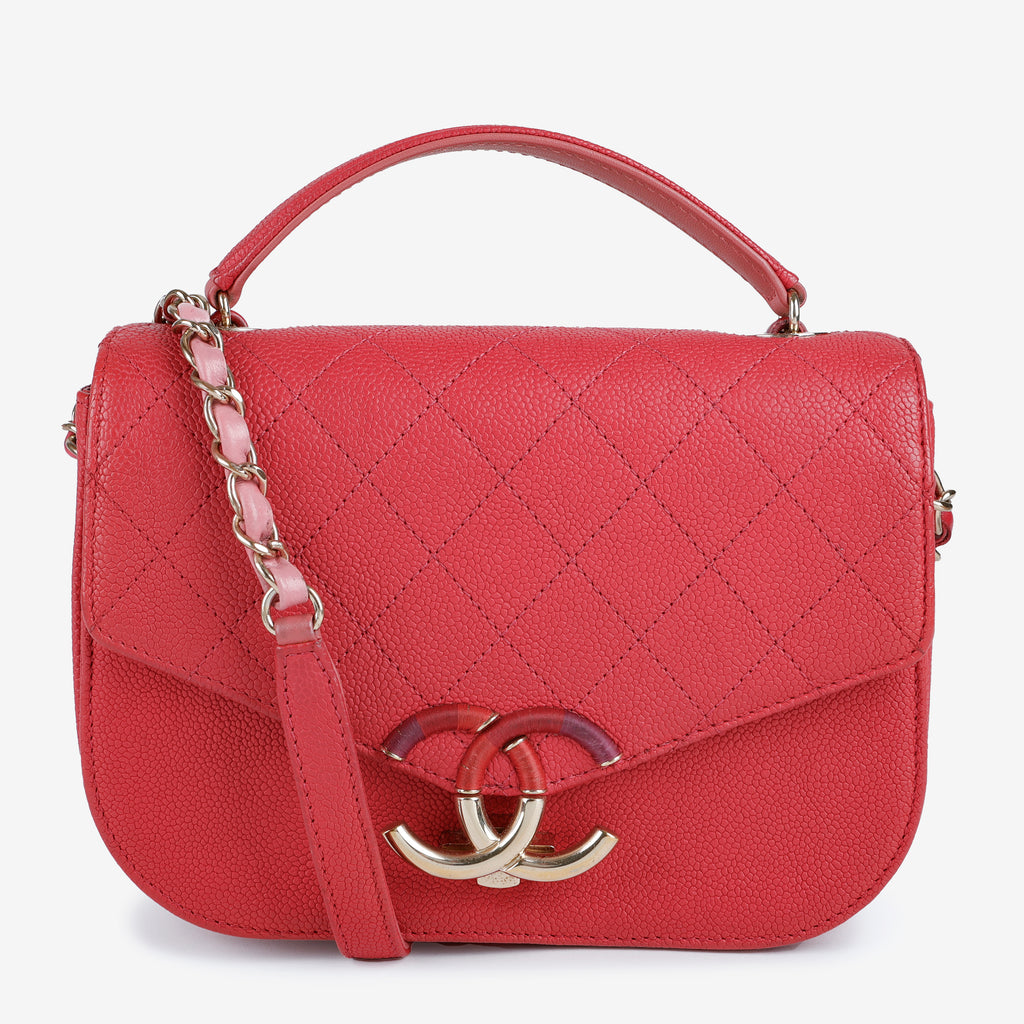 Small Cuba Top Handle Flap, Pink Caviar