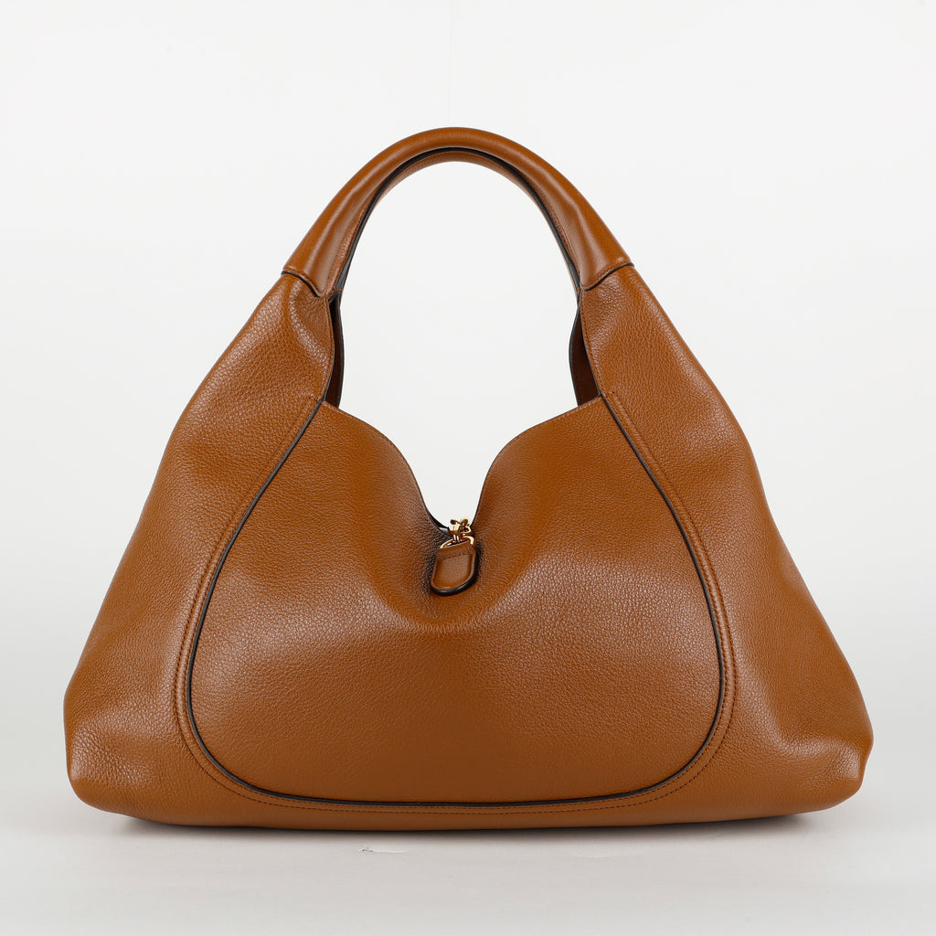 Softbit Maxi Shoulder Bag, Brown Calfskin