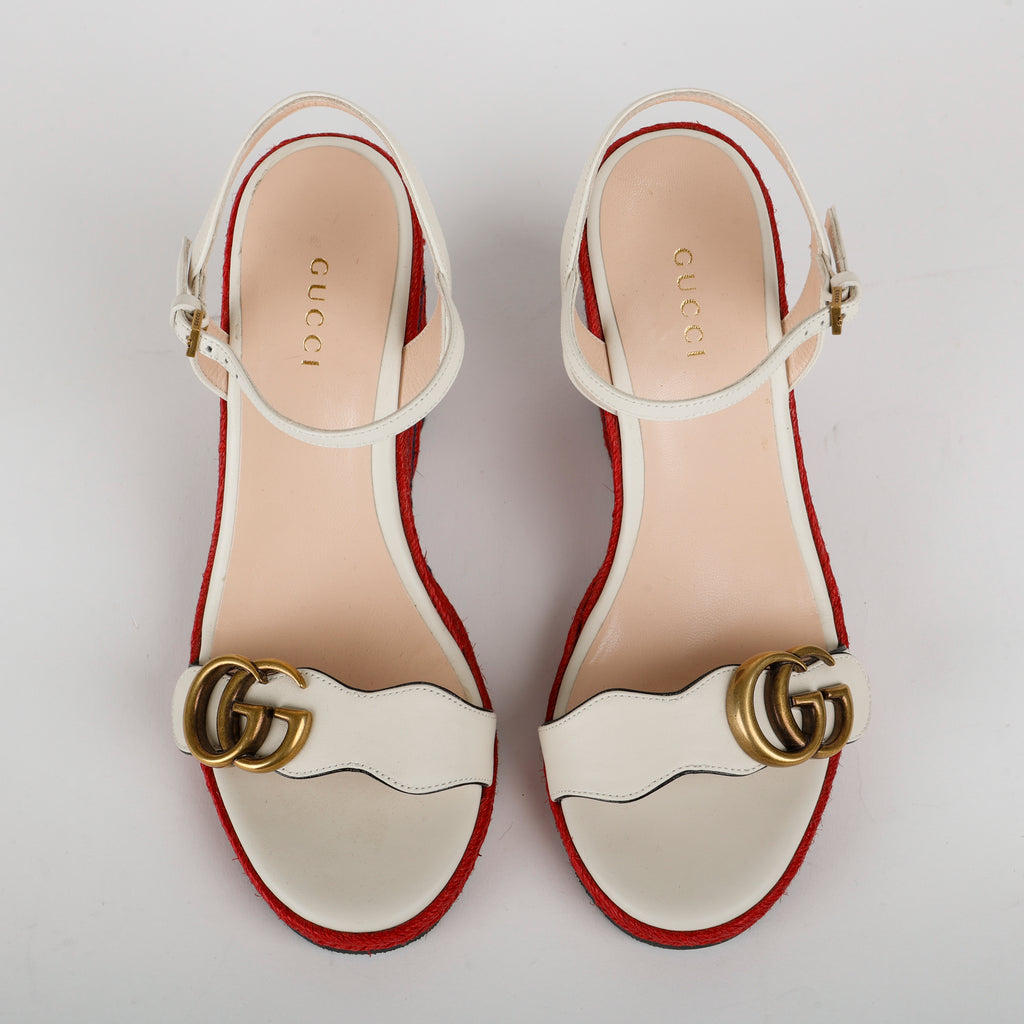 Espadrille Wedge with Lined G White Red Blue