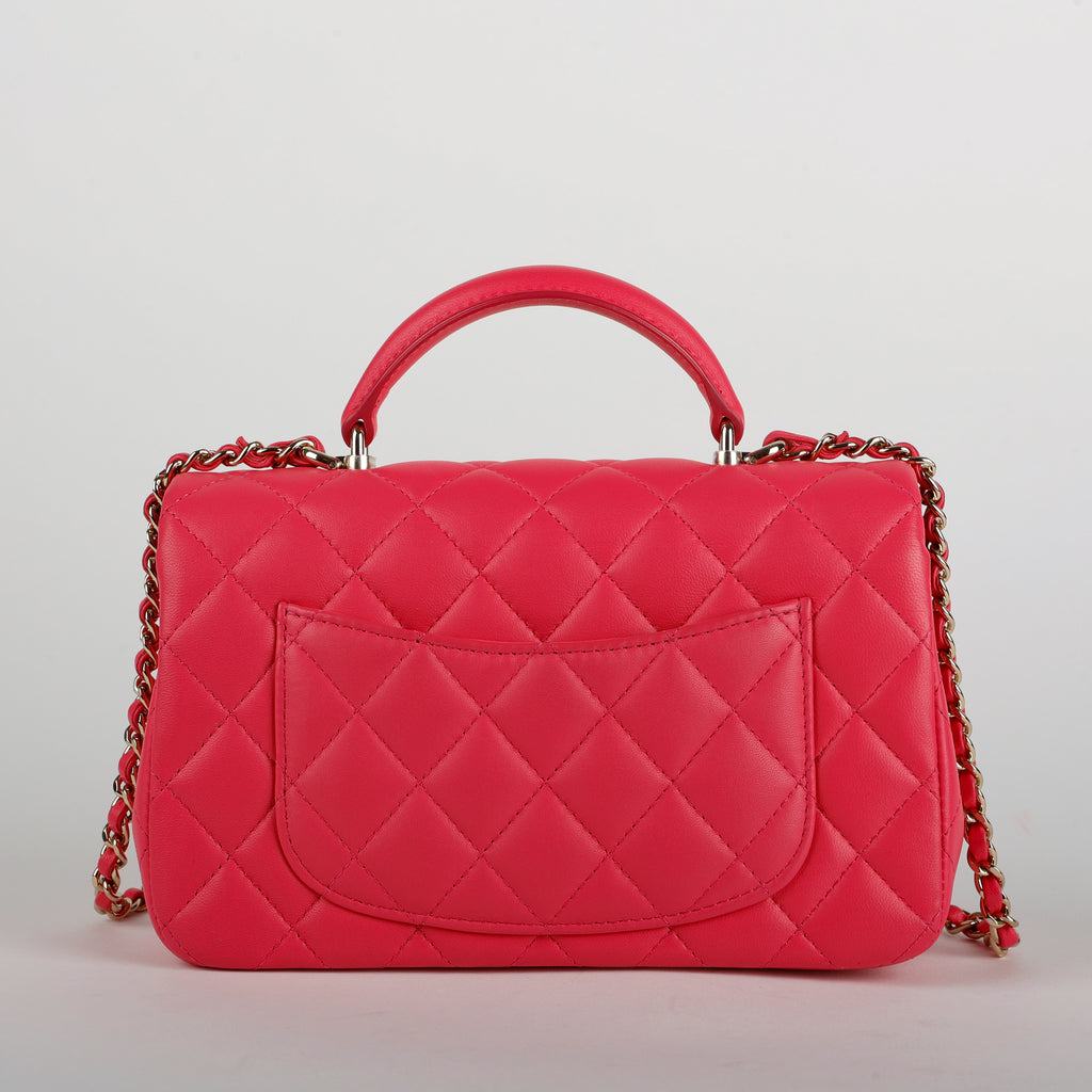 Mini Top Handle, Hot Pink Lambskin