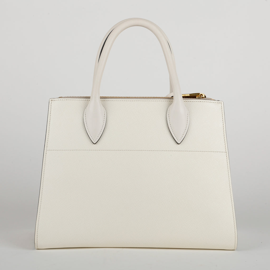 Paradigme City Bag, Black White Saffiano Leather