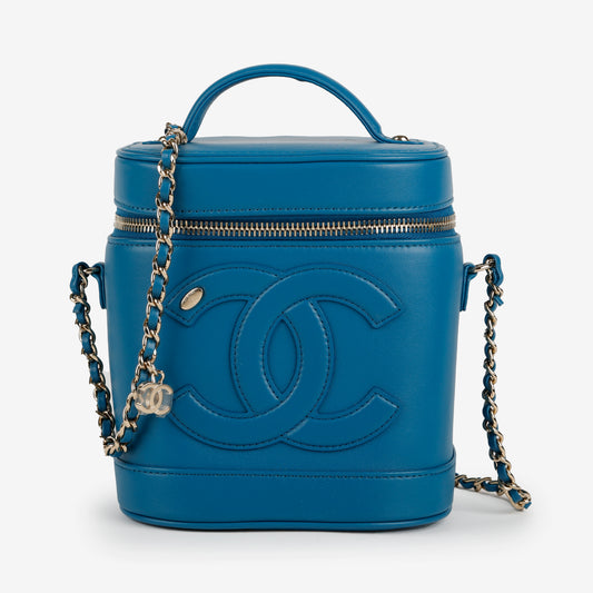 Timeless Vanity On Chain, Blue Lambskin Gold Hardware