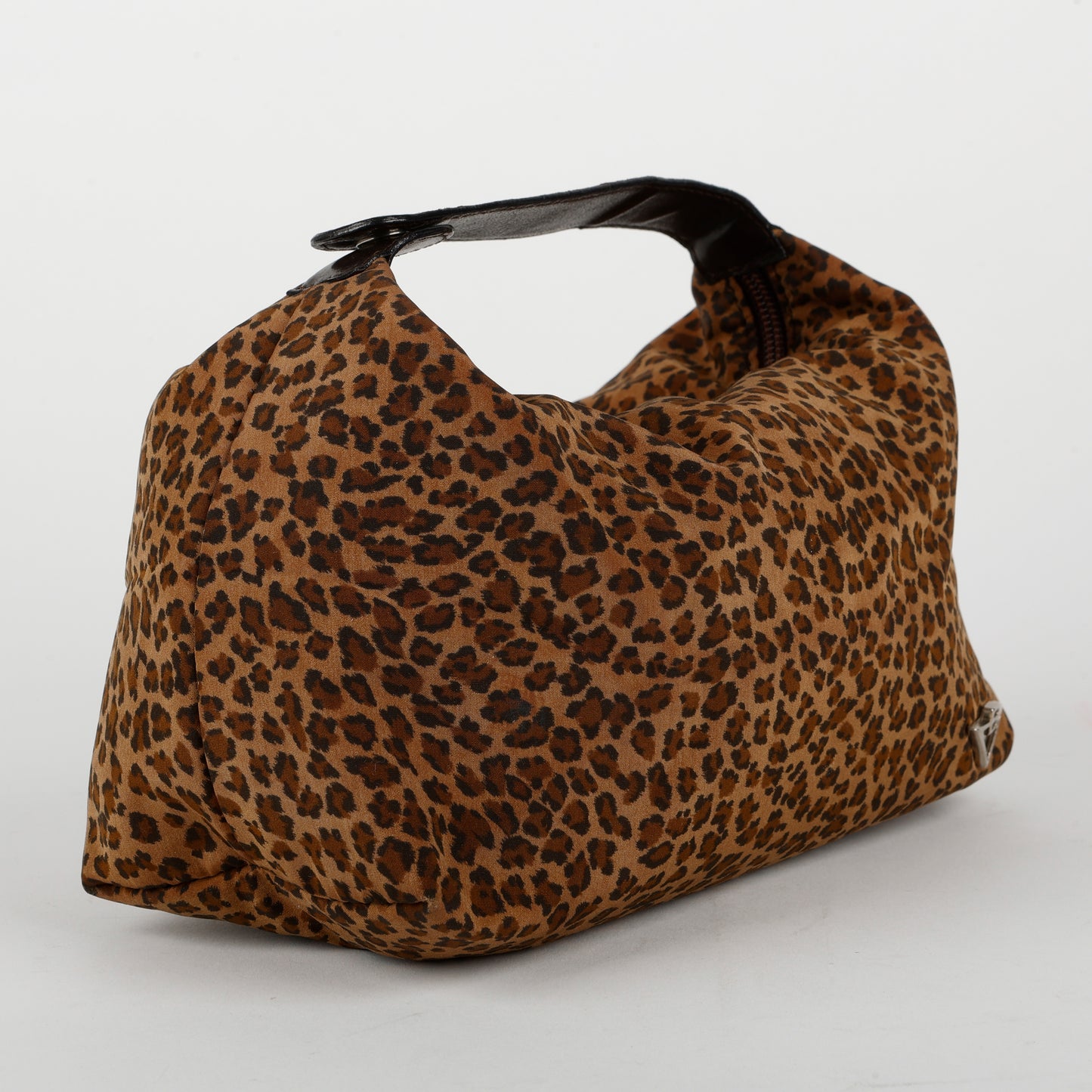 Mini Nylon Top Handle, Cheetah Silver Hardware