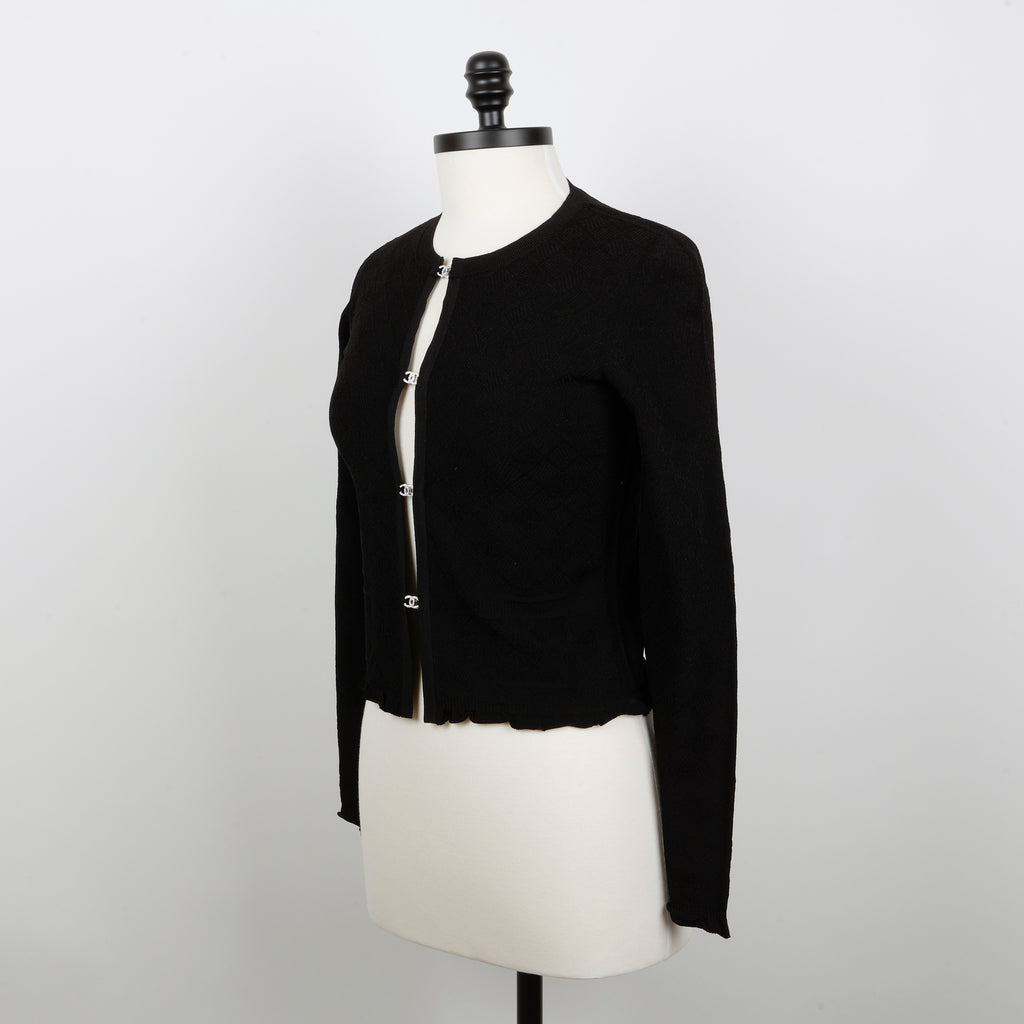 Black Cardigan CC Silver Crystal Buttons (Size 36)