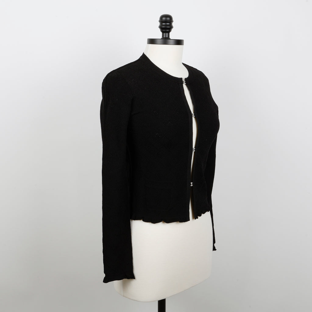 Black Cardigan CC Silver Crystal Buttons (Size 36)