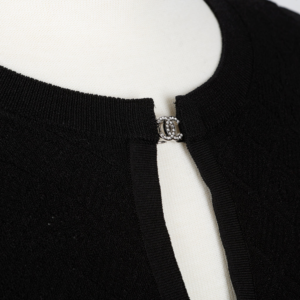 Black Cardigan CC Silver Crystal Buttons (Size 36)