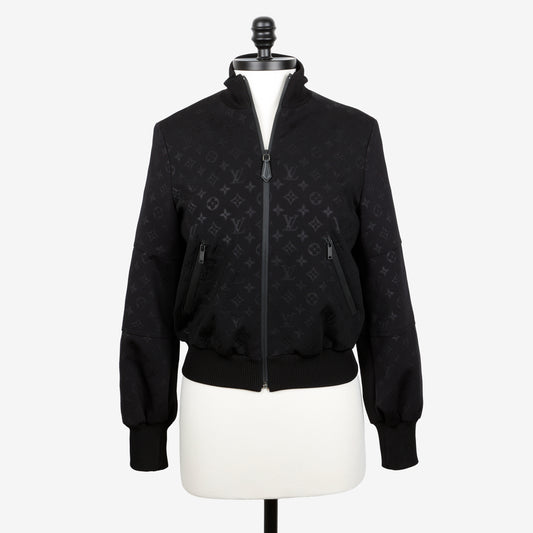 Zip Up Jogging Jacket, Black Monogram (Size 34)