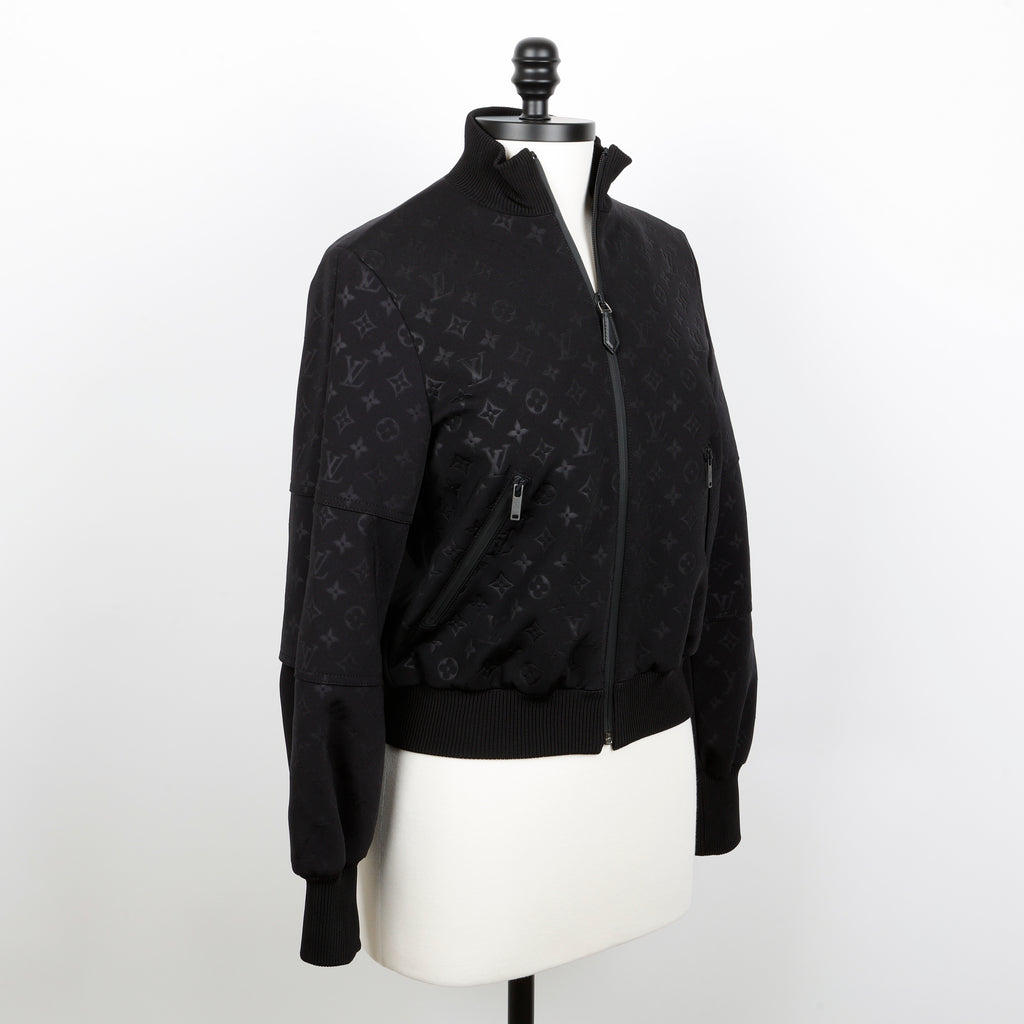 Zip Up Jogging Jacket, Black Monogram (Size 34)