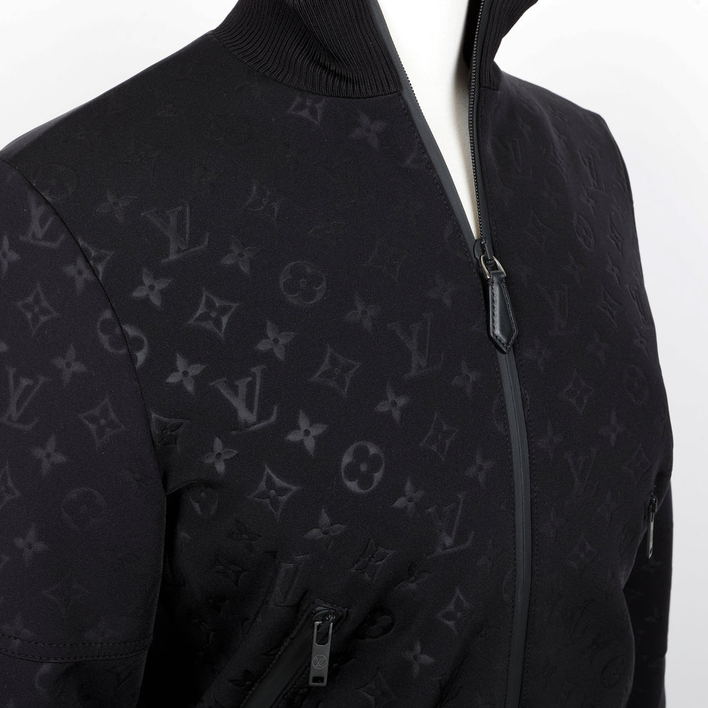 Zip Up Jogging Jacket, Black Monogram (Size 34)