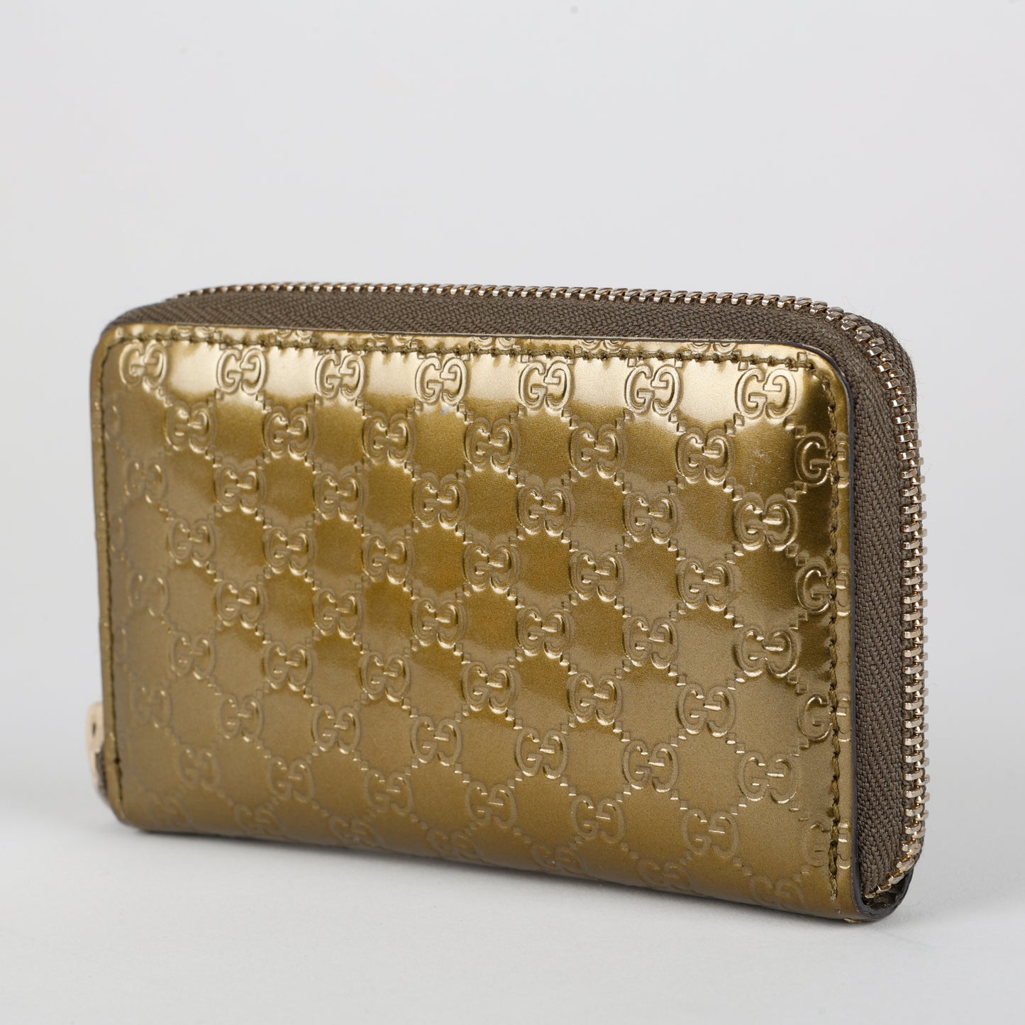 Bronze Guccisima Zip Card Holder