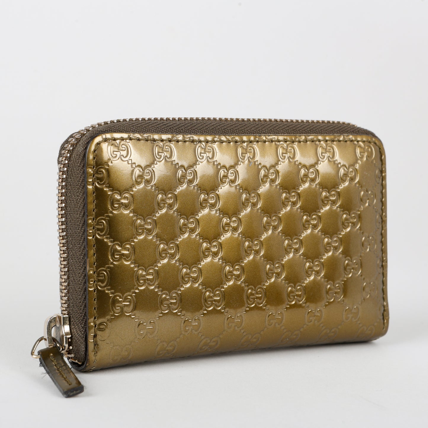 Bronze Guccisima Zip Card Holder