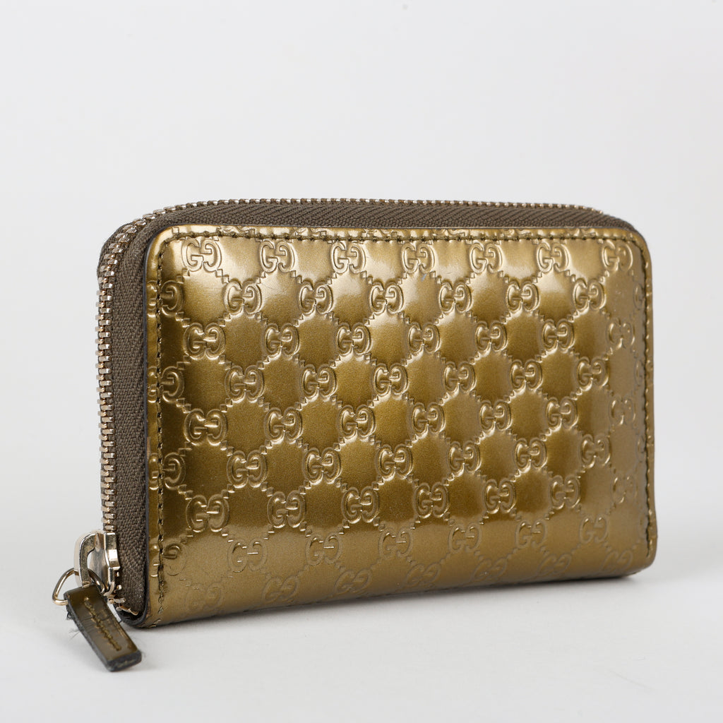 Bronze Guccisima Zip Card Holder