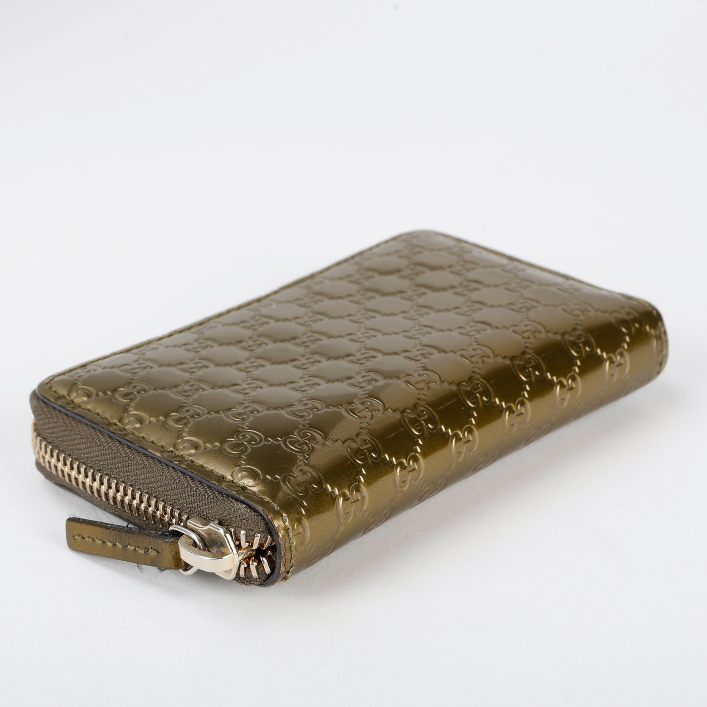 Bronze Guccisima Zip Card Holder