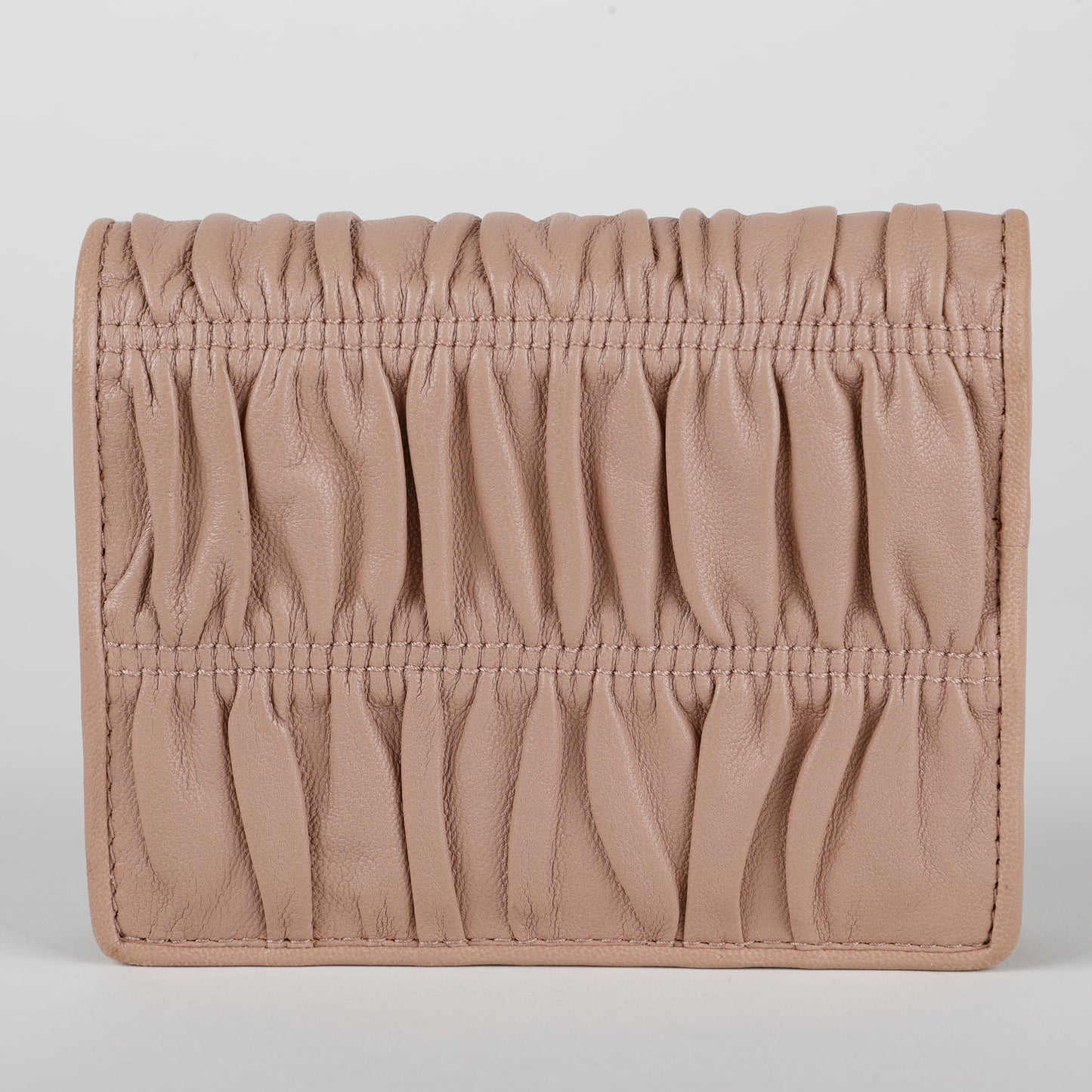 Nappa Gaufre Compact Wallet, Beige