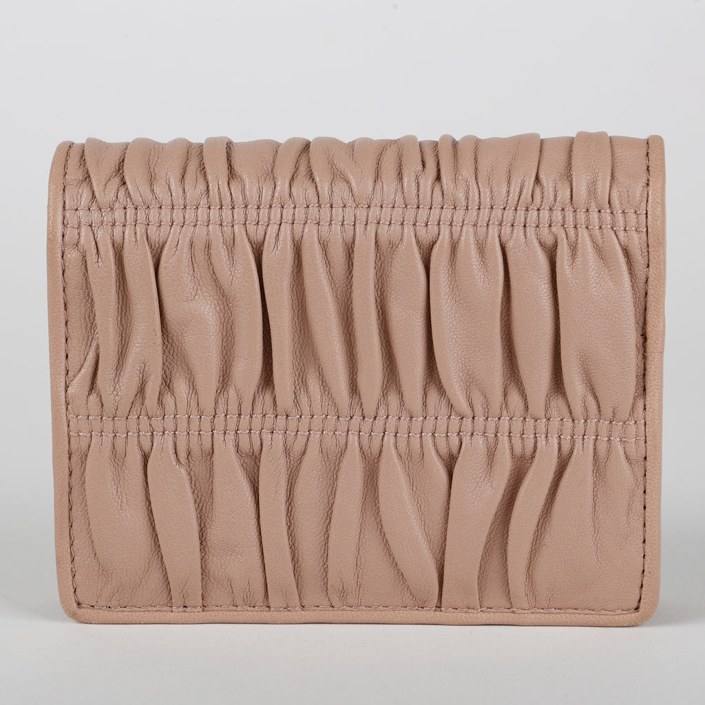 Nappa Gaufre Compact Wallet, Beige