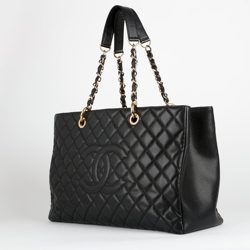 Grand Shopping Tote XL Black Caviar Gold Hardware