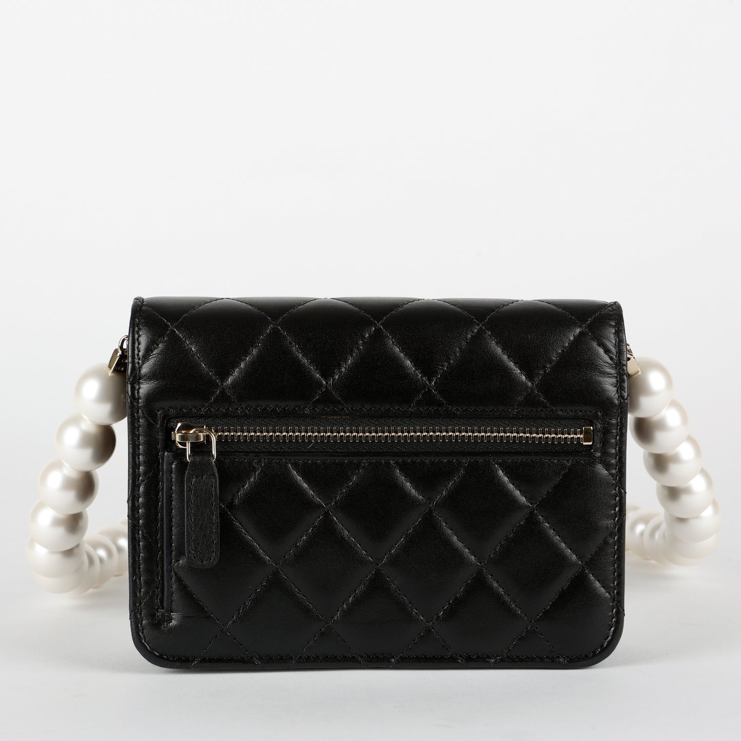 Mini Pearl Wallet On Chain, Black 11890