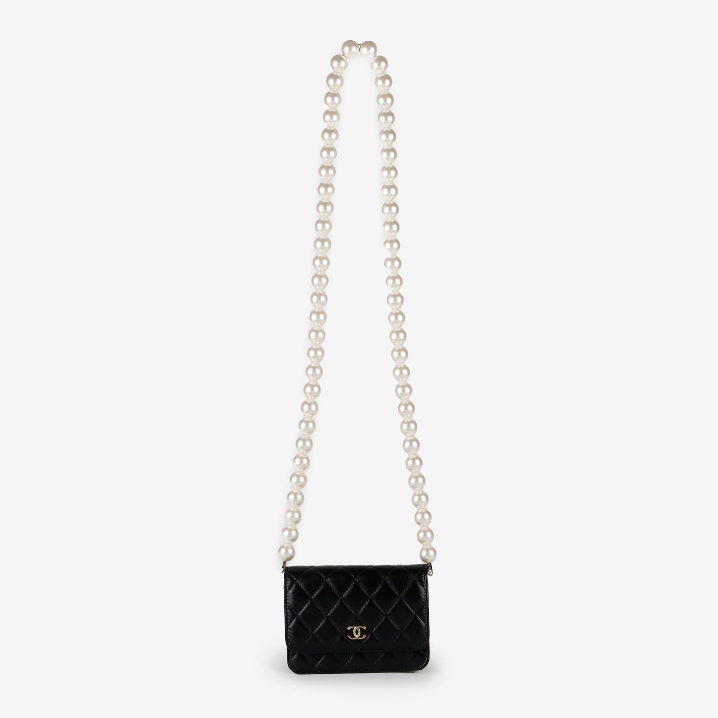 Mini Pearl Wallet On Chain, Black 11890