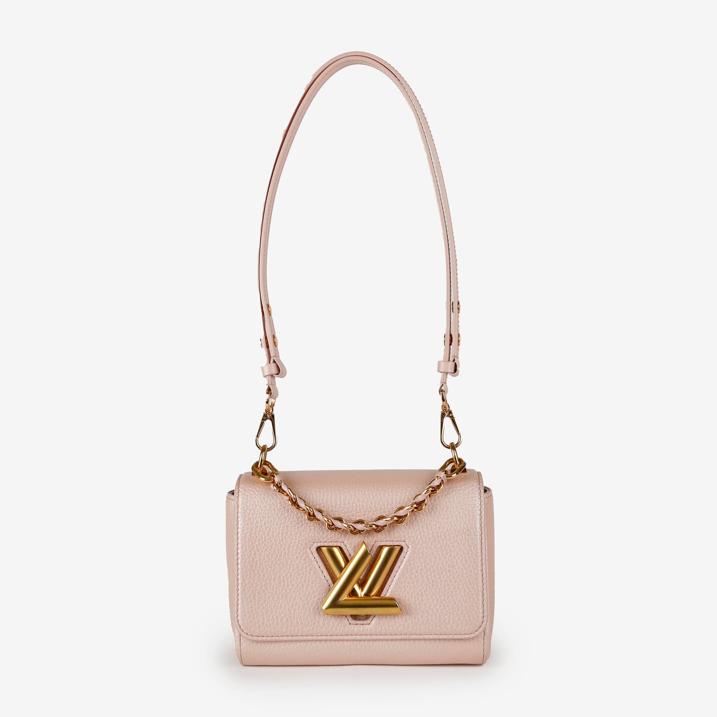 Twist PM, Iridescent Pink Calfskin Gold Hardware