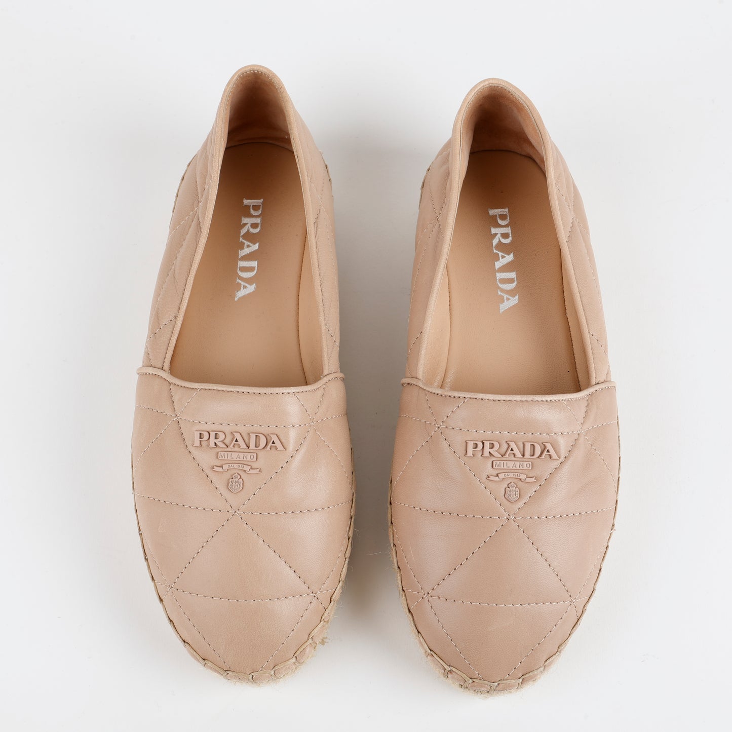 Quilted Leather Espadrilles, Beige