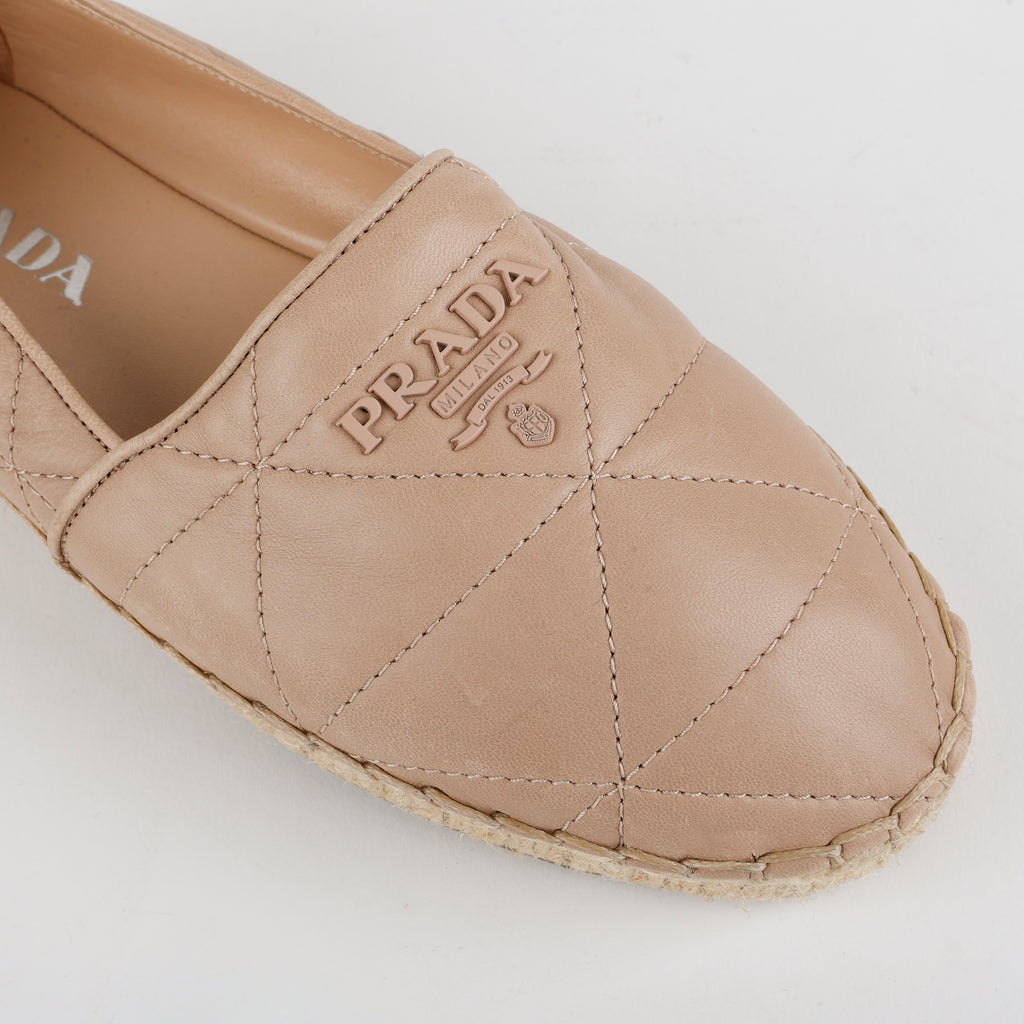 Quilted Leather Espadrilles, Beige