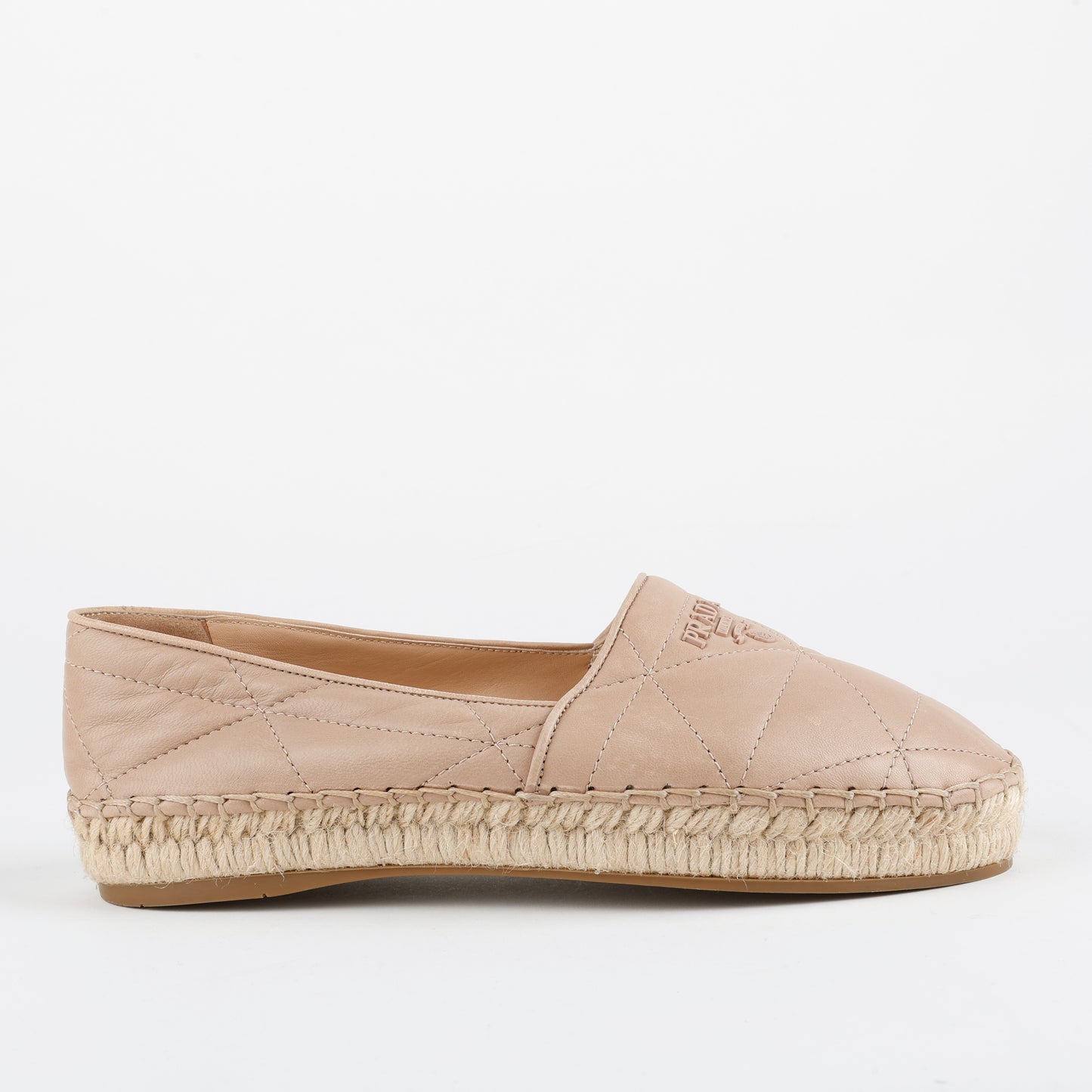 Quilted Leather Espadrilles, Beige