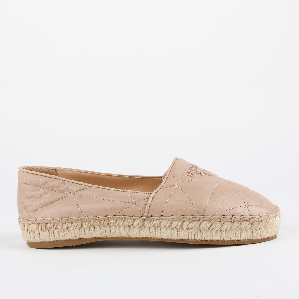Quilted Leather Espadrilles, Beige