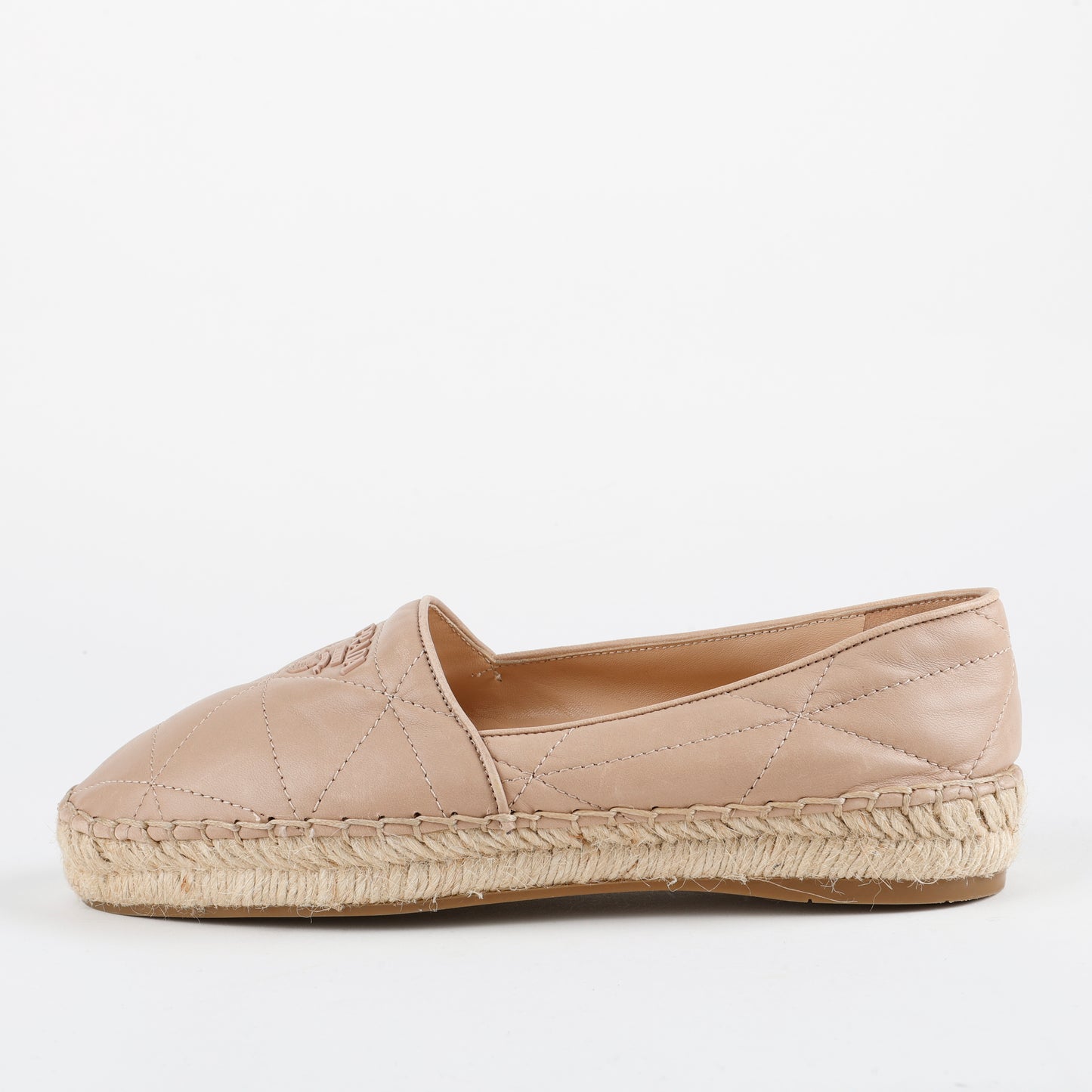 Quilted Leather Espadrilles, Beige