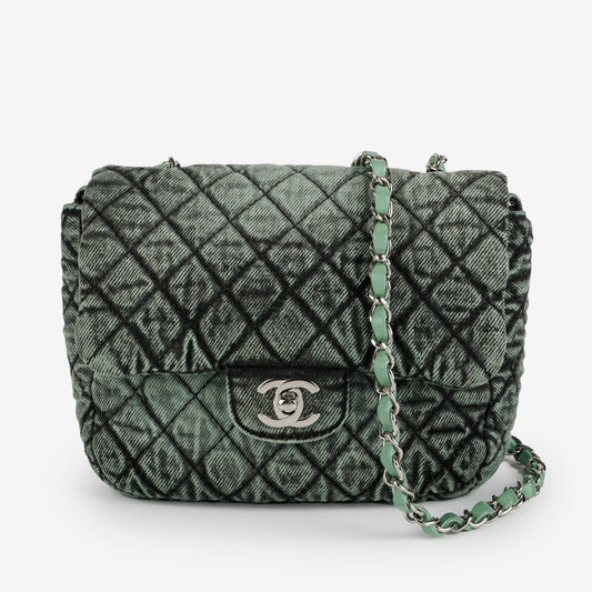 Small Denimpression Flap, Green Denim