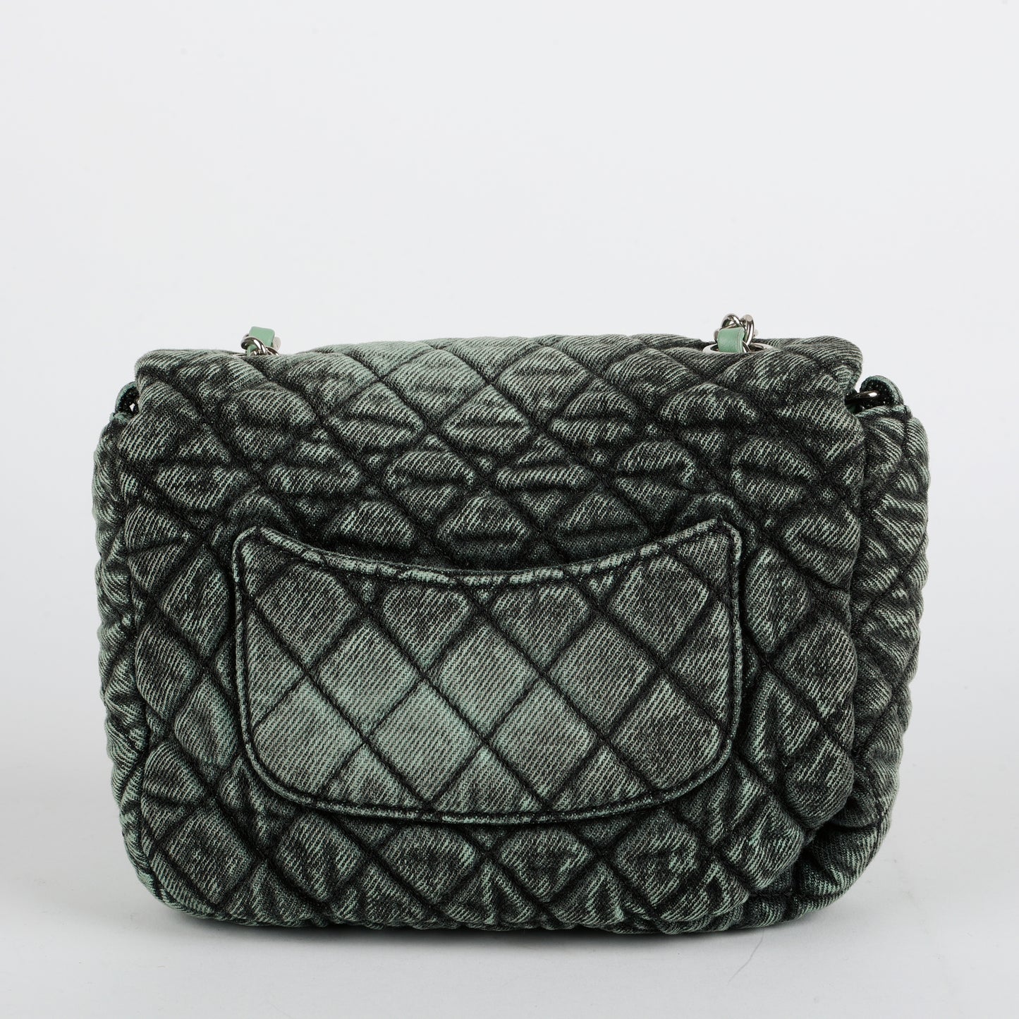 Small Denimpression Flap, Green Denim