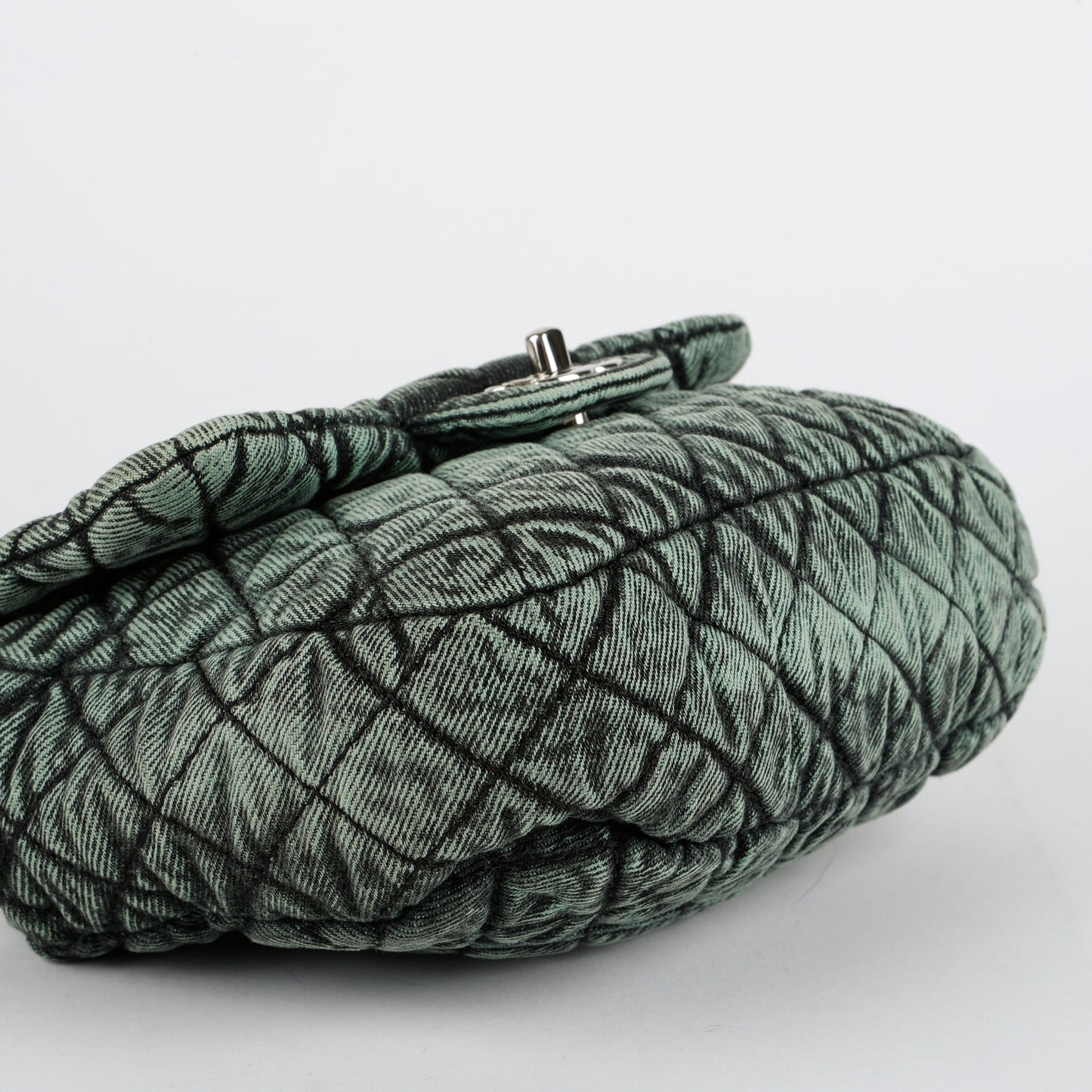 Small Denimpression Flap, Green Denim