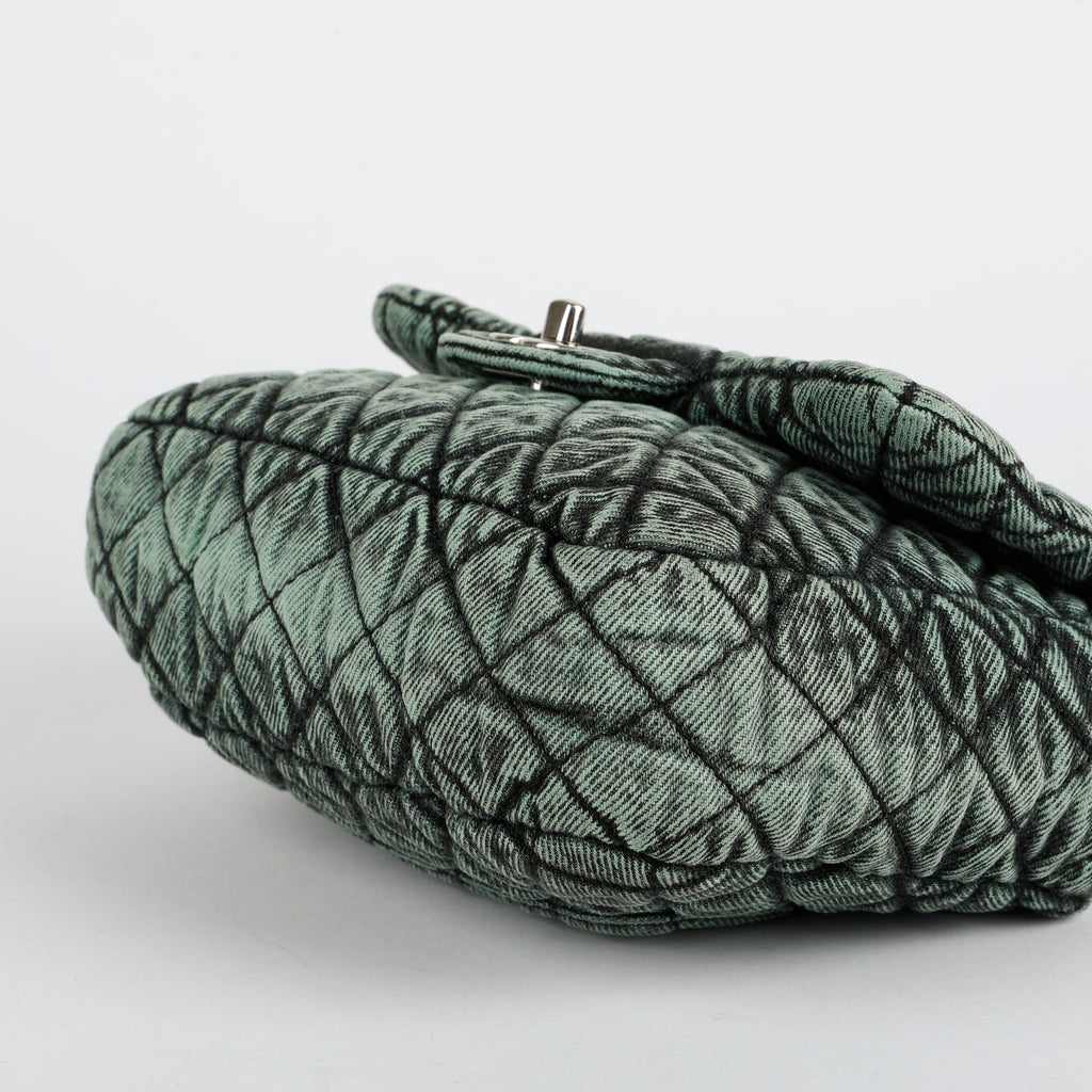 Small Denimpression Flap, Green Denim